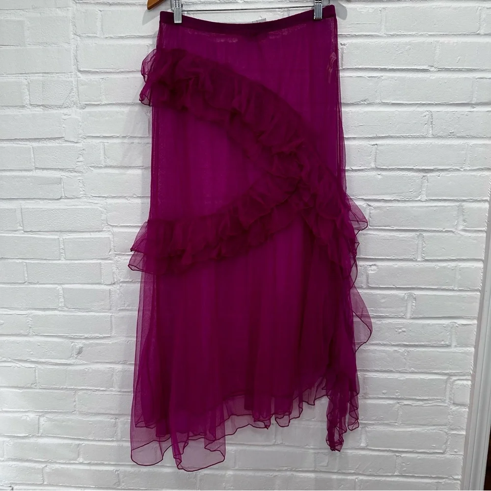 FREE PEOPLE Strike A Pose Ruffle Slip Maxi Skirt - Picture 2 of 7
